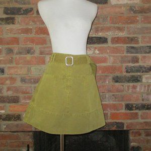 Proenza Schouler belted washed cotton skirt, olive green, size 8, Medium